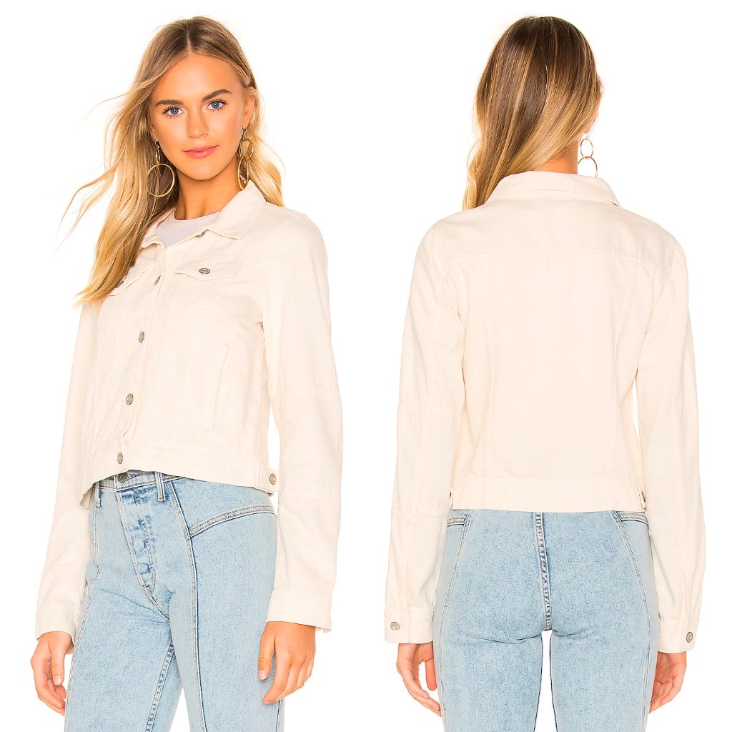 Free People Rumors Denim Jacket In Ivory